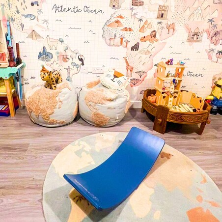 Deska do Balansowania z Filcem 80x30cm dla Dzieci, Niebieski Balance Board, Filc Niebieski