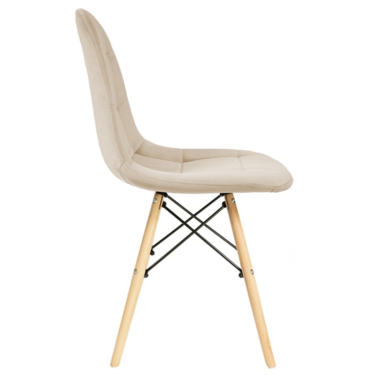 Krzesło tapicerowane do salonu welurowe skandynawskie beżowe