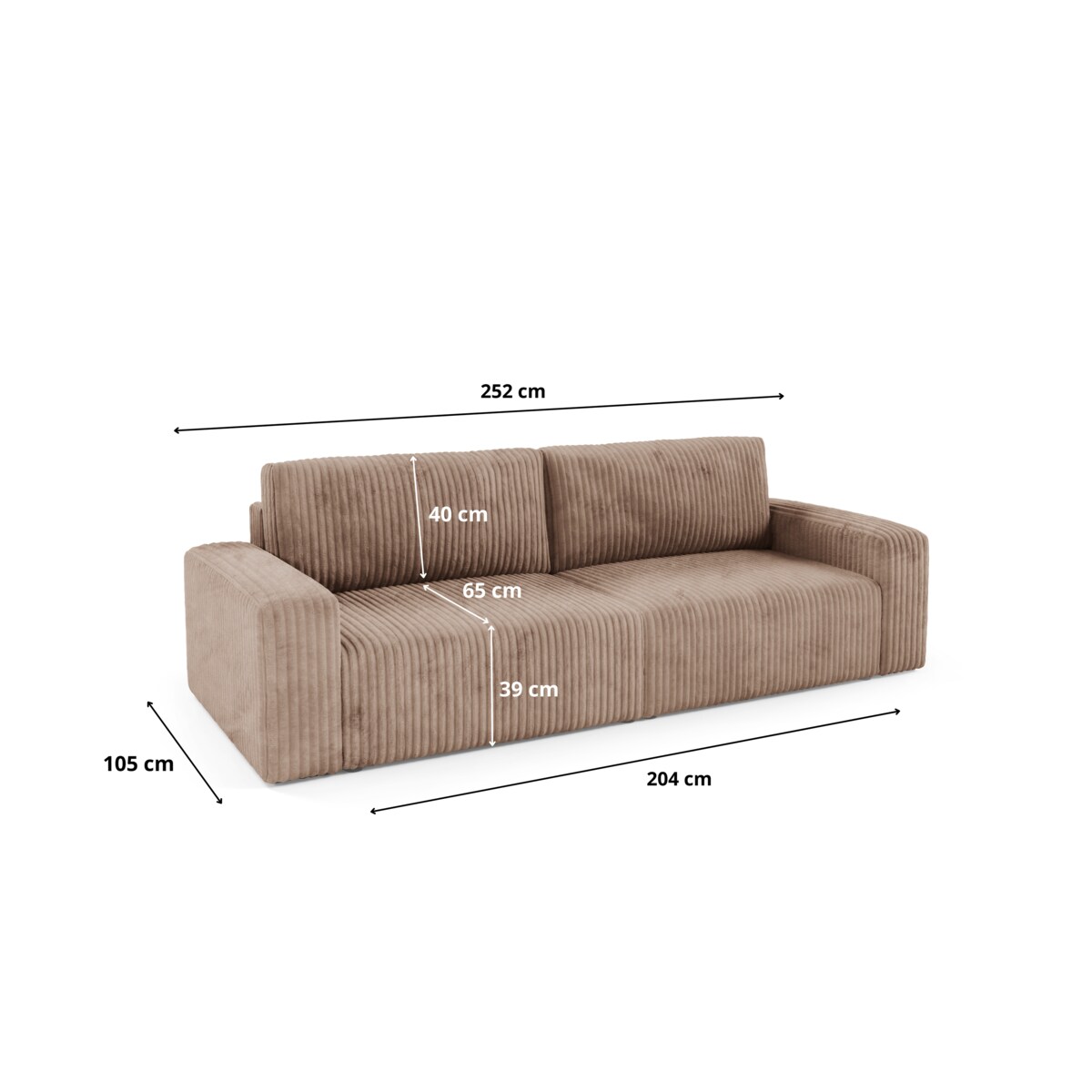 Sofa FANO z bokami funkcja spania sztruks Kolor: TILIA 1