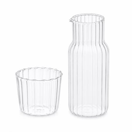 Karafka z falowanymi ściankami 600ml i pokrywką- szklanką 200 ml KARR02