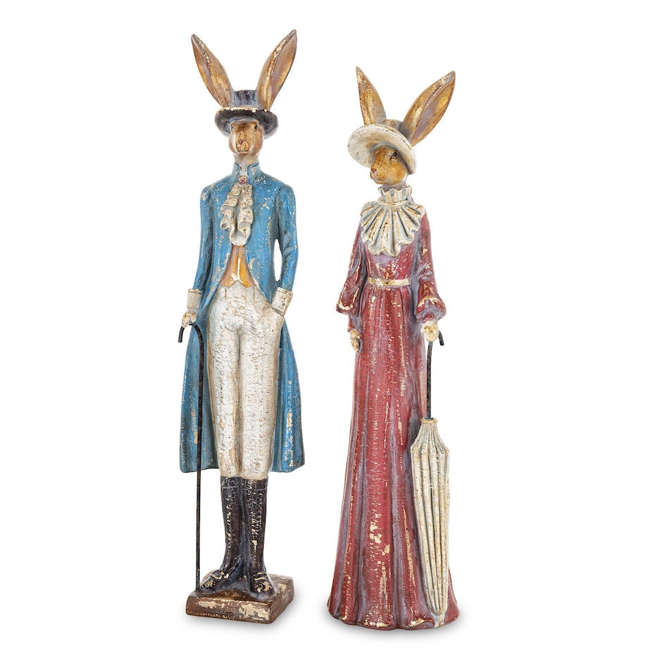 Dekoracja - para królików 39x8x5,5 i 36,5x9x8 cm CITTADINI