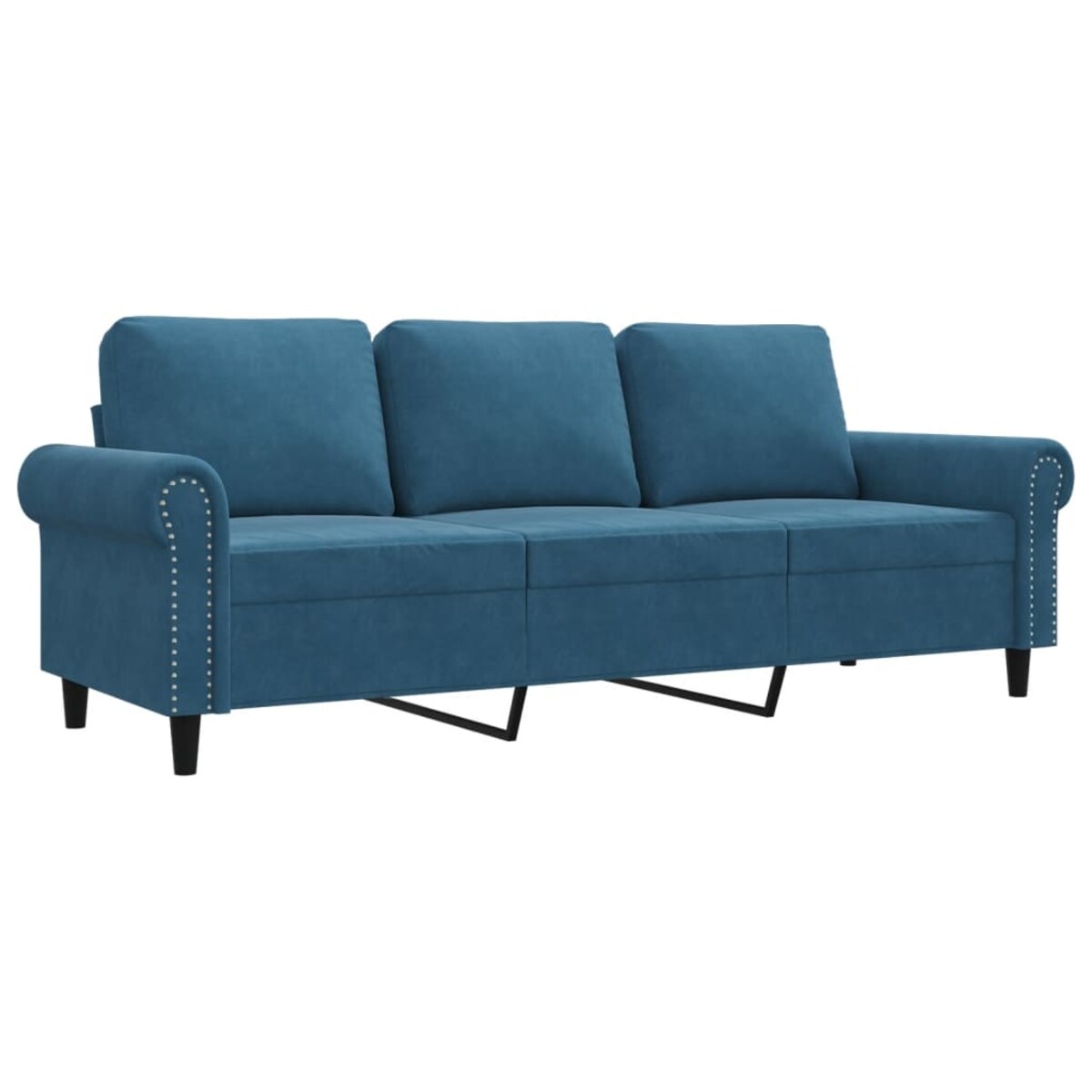 vidaXL Sofa 3-osobowa, niebieski, 180 cm, tapicerowana aksamitem