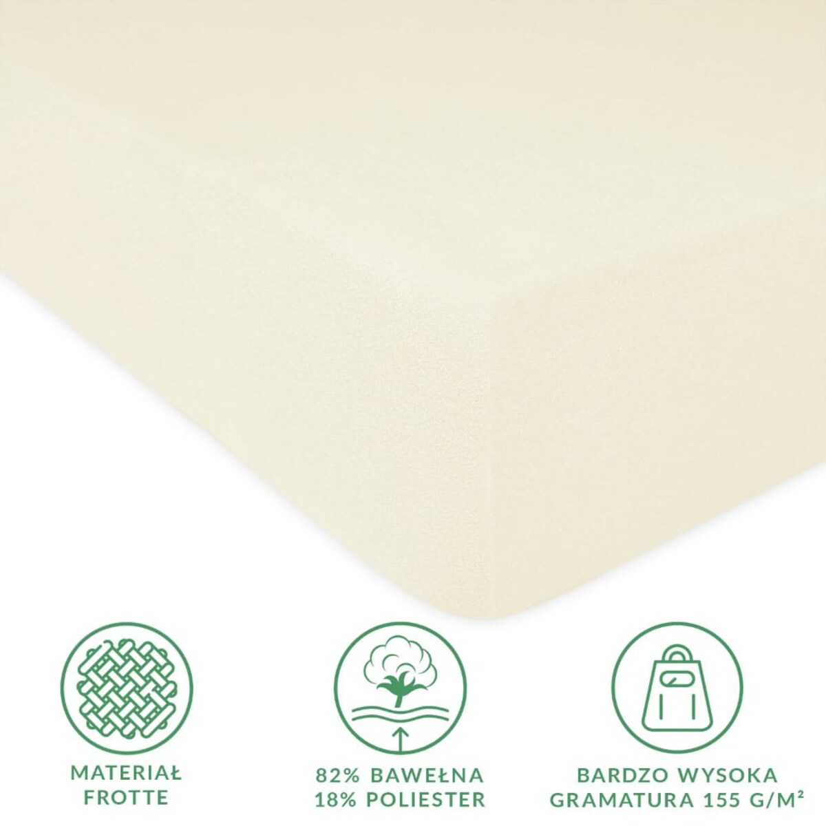 Prześcieradło z bawełny frotte z gumką 60x120 kolor ecru