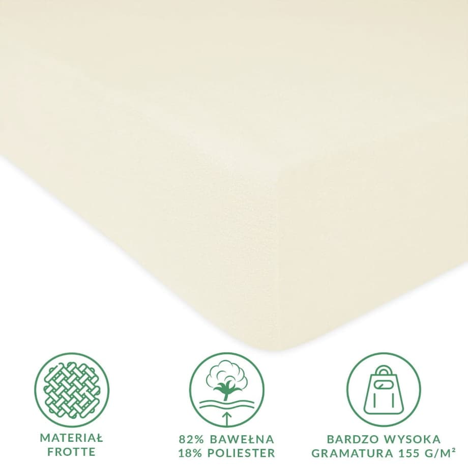 Prześcieradło z bawełny frotte z gumką 60x120 kolor ecru