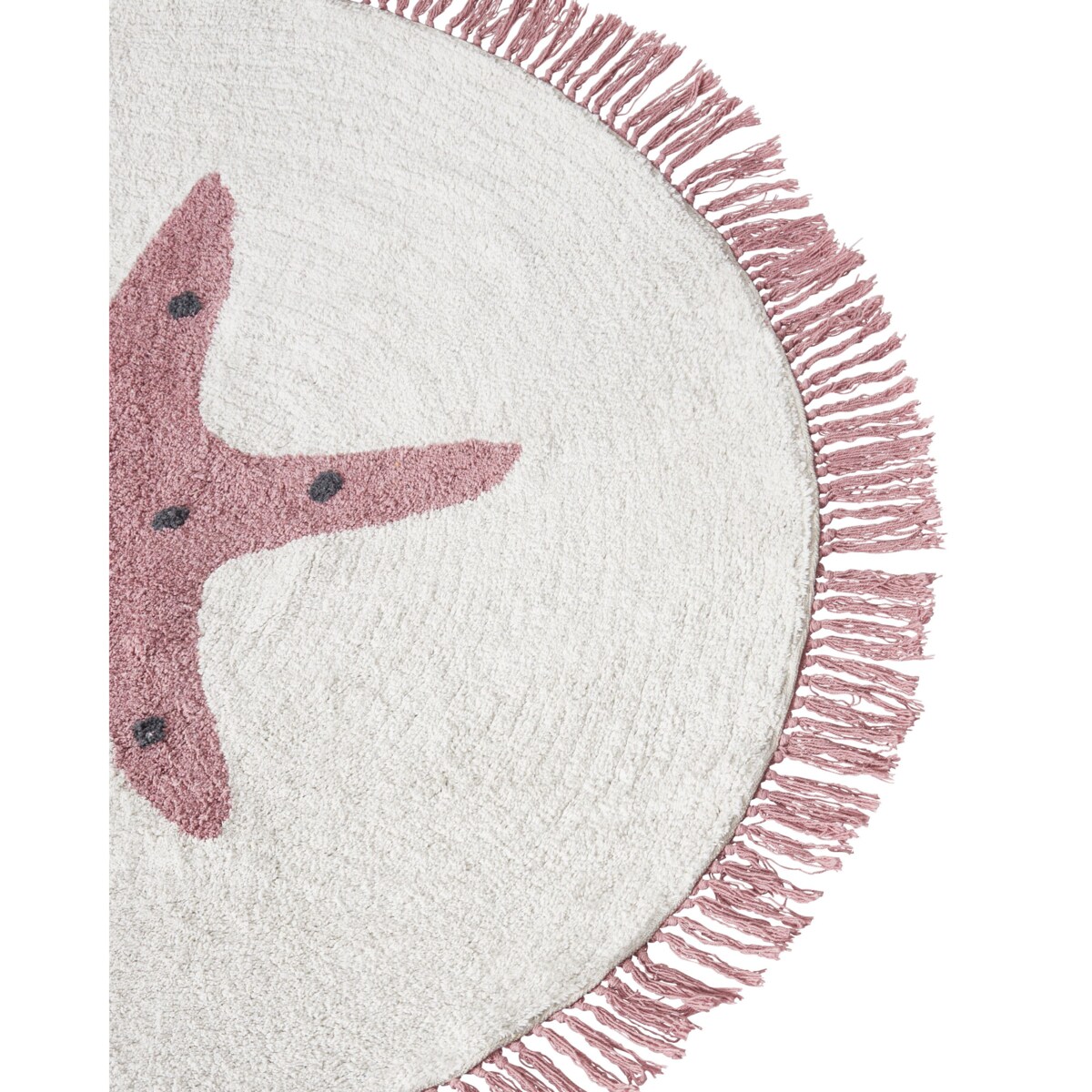 Dywan dziecięcy bawełniany z motywem gwiazdy 120 cm złamana biel STARS