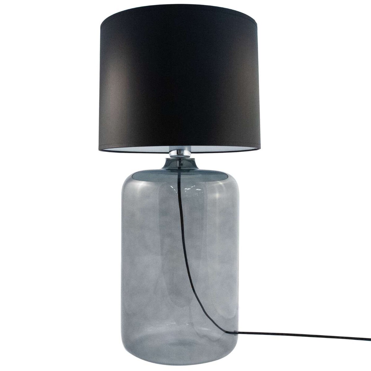 Stojąca LAMPA nocna AMARSA 5510BK Zumaline szklana LAMPKA stołowa czarna grafitowa