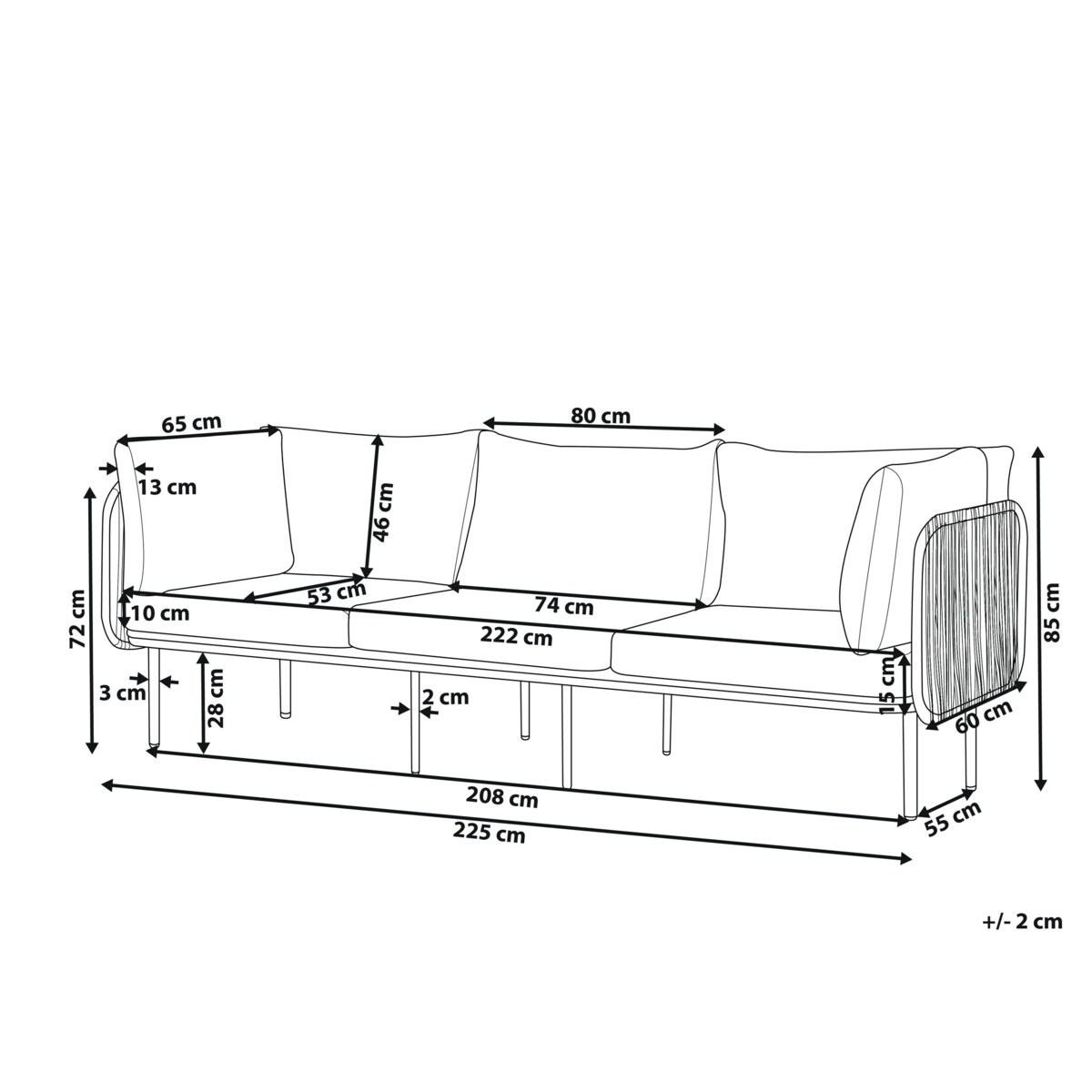 Sofa trzyosobowa Szary SENISE