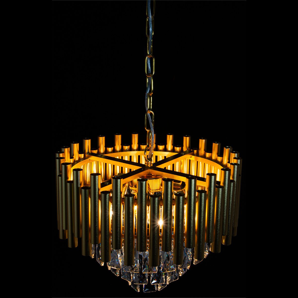 Kryształowa lampa wisząca Bari 6230/4 TR glamour okrągła złota