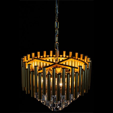 Kryształowa lampa wisząca Bari 6230/4 TR glamour okrągła złota