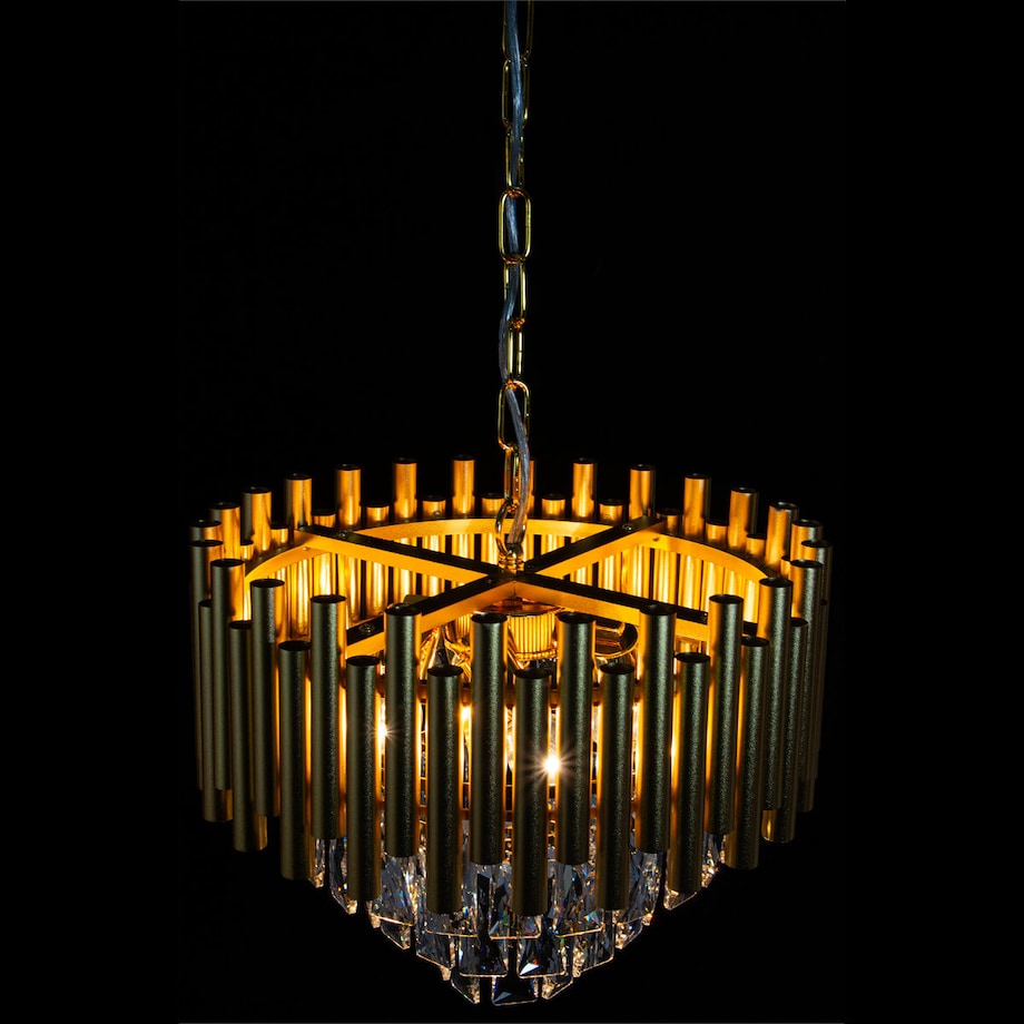 Kryształowa lampa wisząca Bari 6230/4 TR glamour okrągła złota