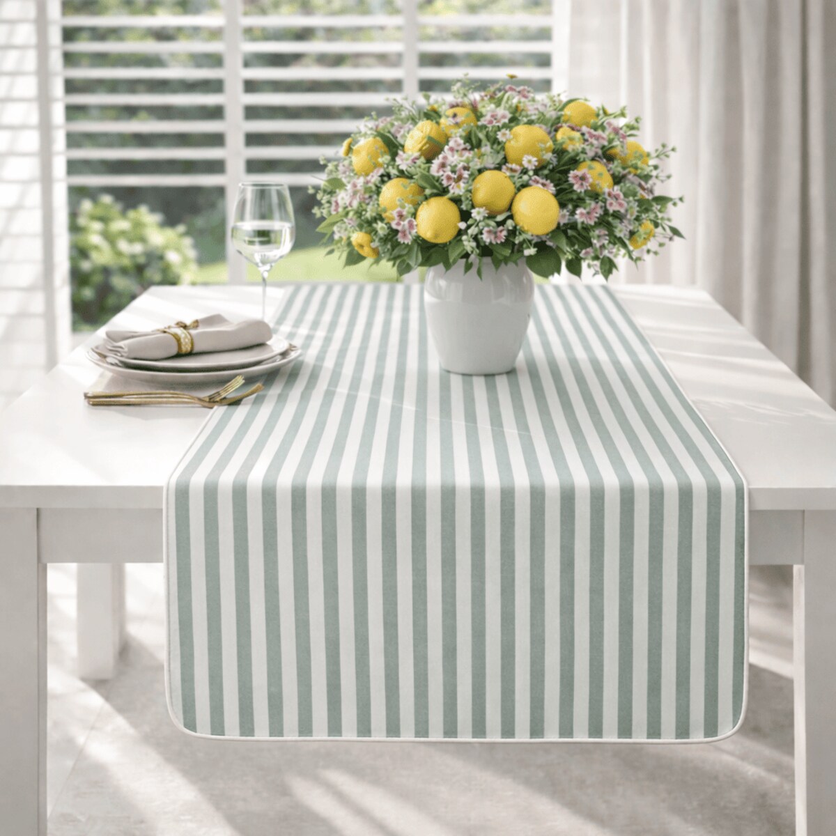 Dwustronny bieżnik w cytryny Lemonade & Stripes – 50 × 150 cm