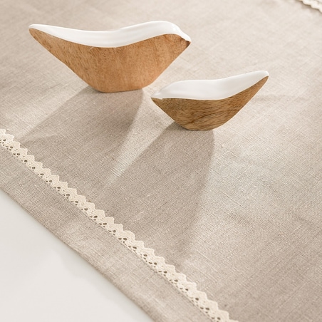 Bieżnik z koronką 40x160 cm 40x160 lniany