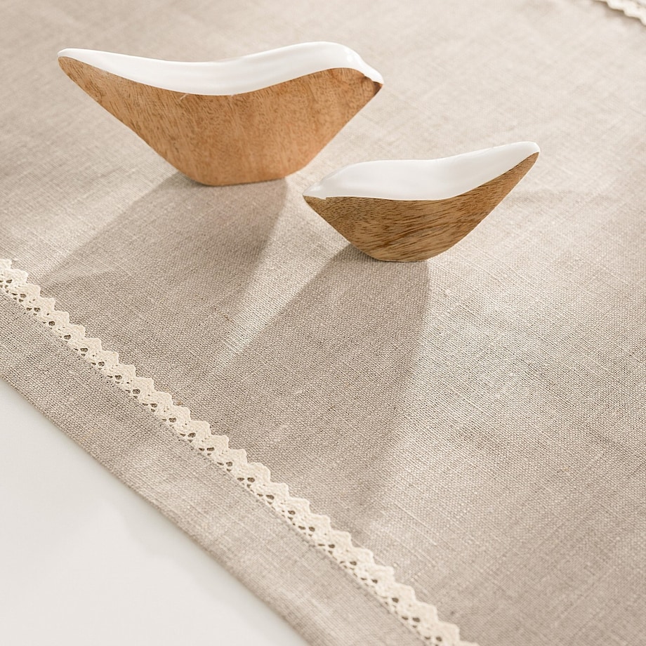 Bieżnik z koronką 40x160 cm 40x160 lniany