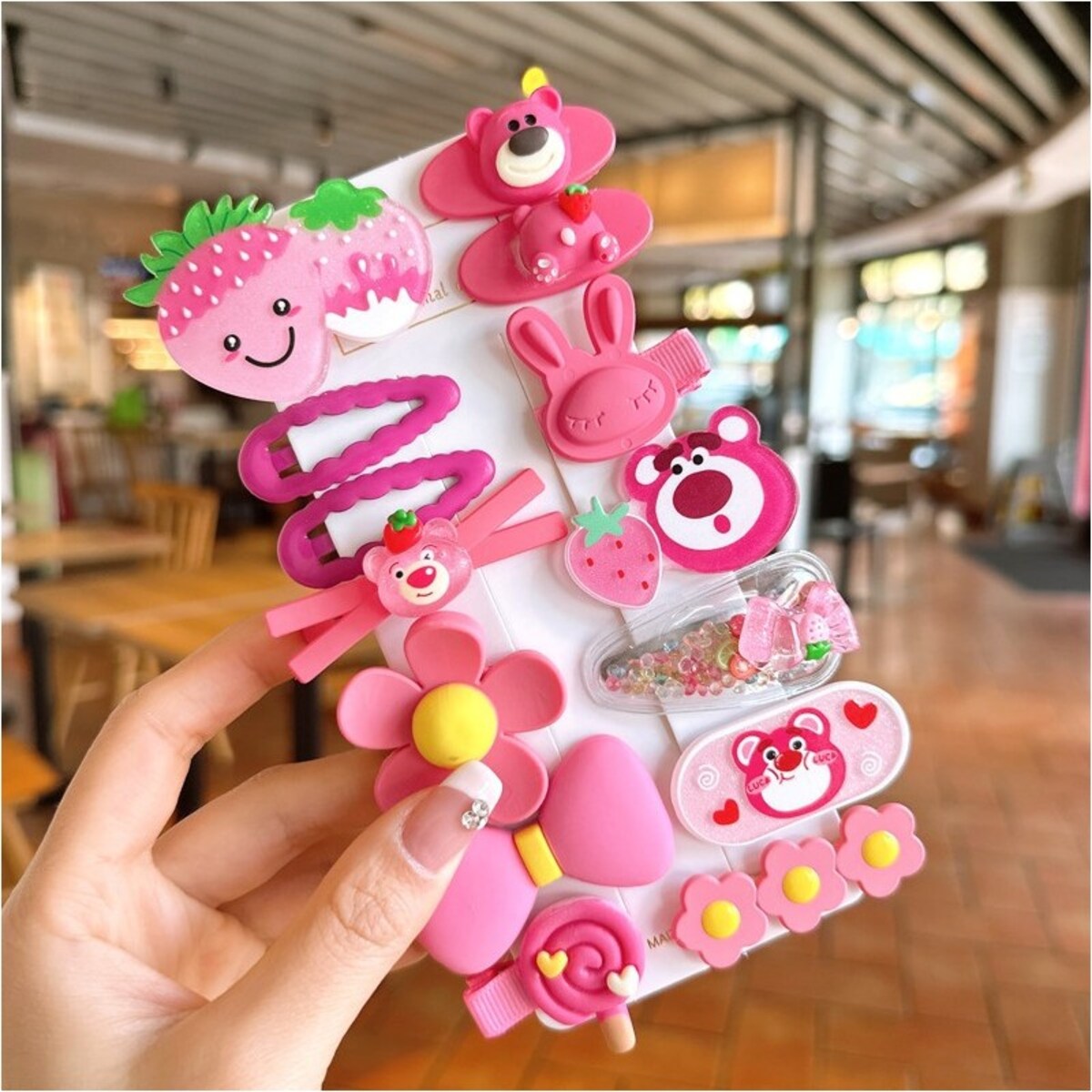 Zestaw pakiet 14w1 spinek wsuwek do włosów, kwiatki, lato róż SP448