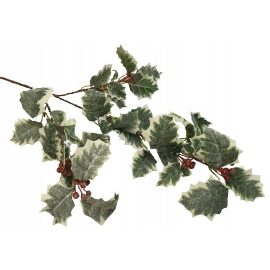 GAŁĄZKA SZTUCZNA jak żywa ośnieżona brokat OSTROKRZEW z owocami DEKORACJA