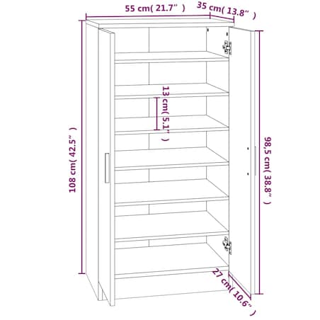 vidaXL Szafka na buty, czarna, 55x35x108 cm, materiał drewnopochodny
