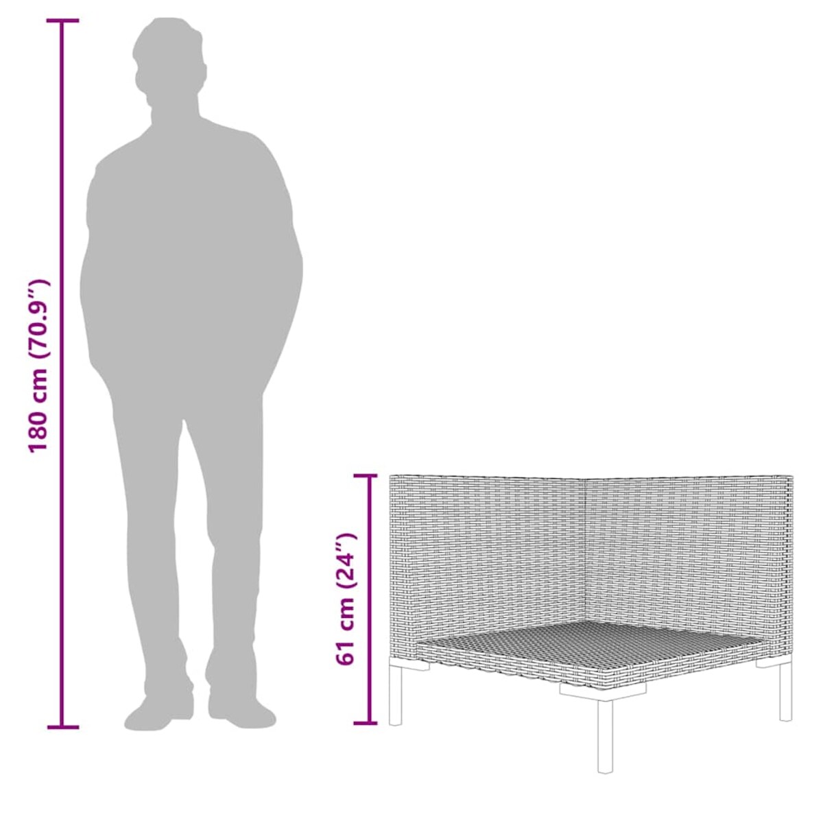 vidaXL Sofa ogrodowa z poduszkami, zaokrąglony rattan PE