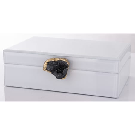 Szkatułka z MDFu z agatem 8x24,5x18,5 cm biała