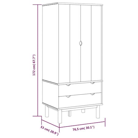 vidaXL Szafa OTTA, brązowo-szara, 76,5x53x172 cm, lita sosna