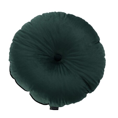 Poduszka okrągła z guzikiem, ciemny zielony, ⌀37 cm, Velvet