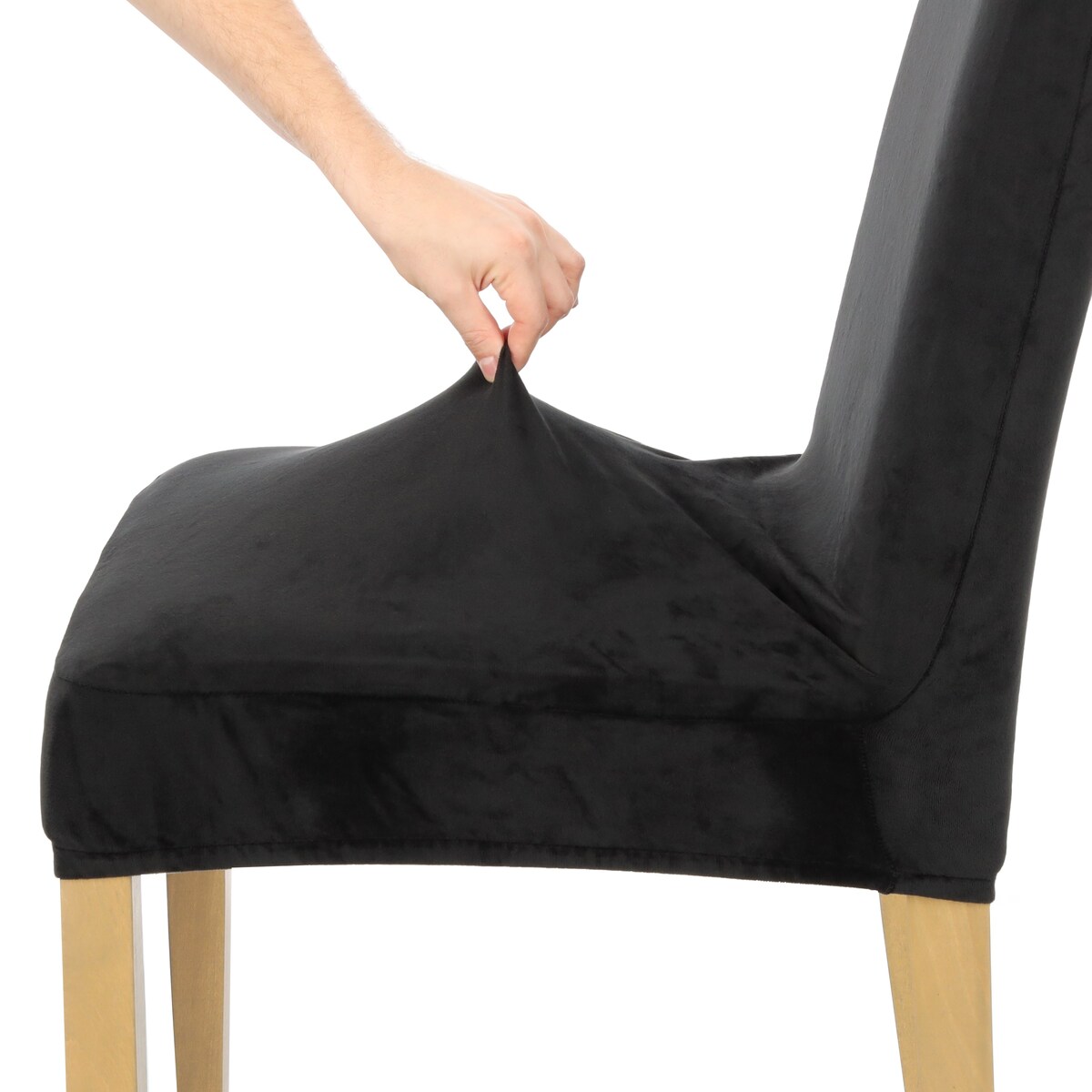 Pokrowiec na krzesło czarny welur uniwersalny elastyczny