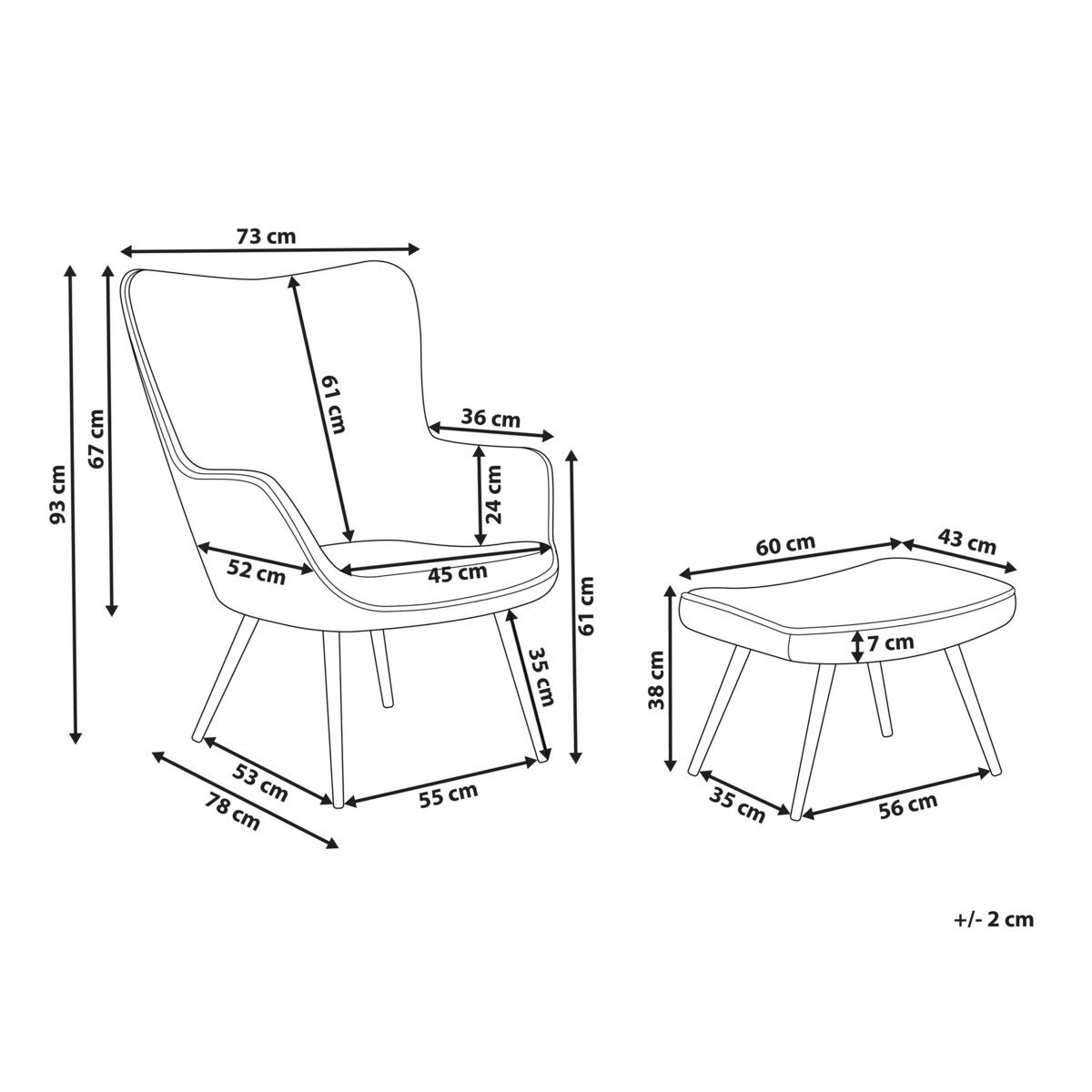 Fotel z podnóżkiem w kwiaty kremowy VEJLE