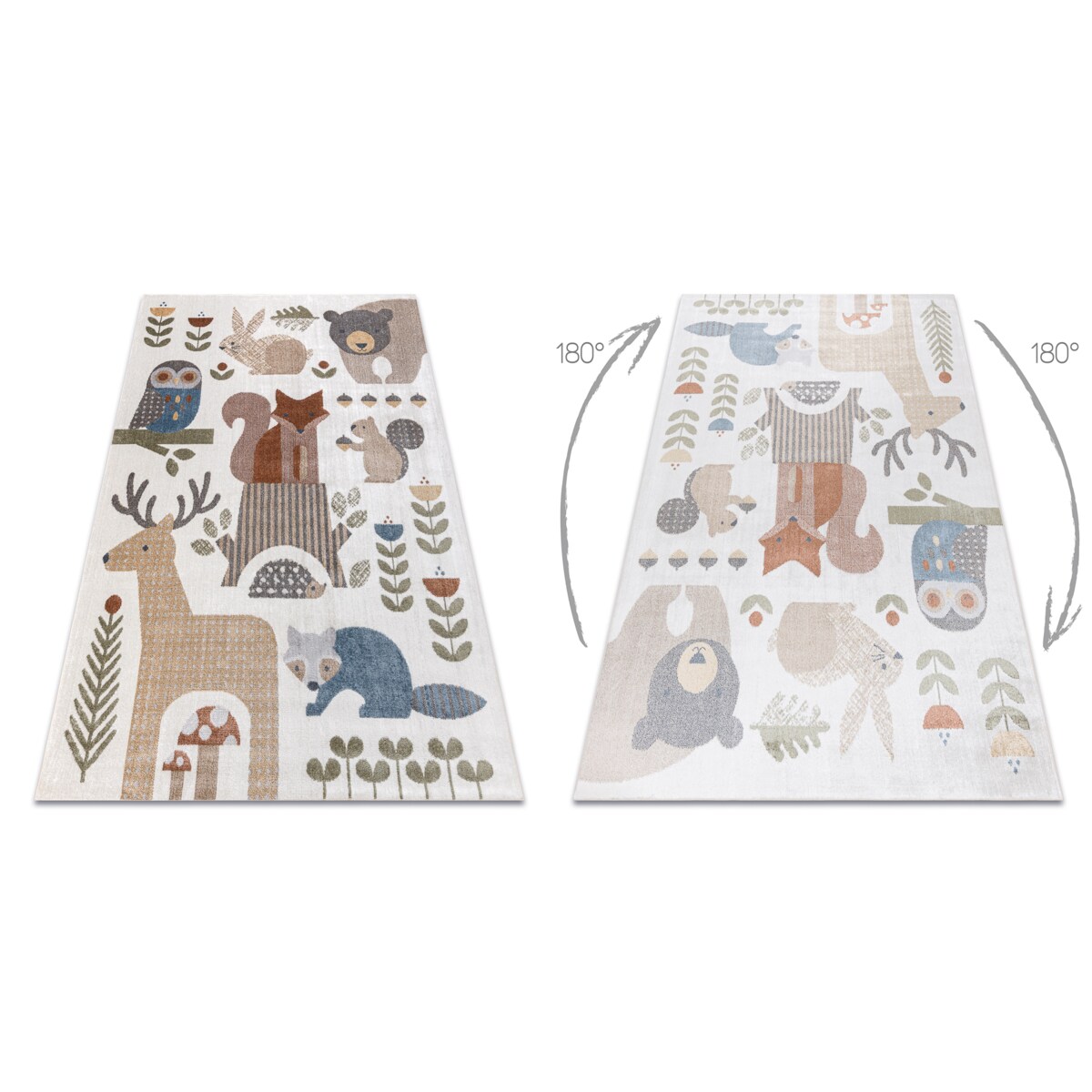 Dywan BONO 8425 Zwierzęta leśne kremowy / 160x220 cm