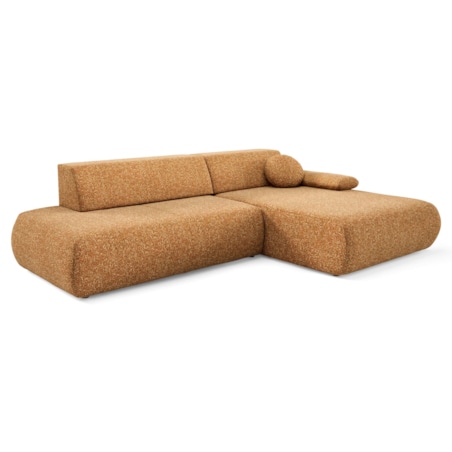 Narożnik rozkładany PENTI z pojemnikiem na pościel, prawy, pomarańczowy