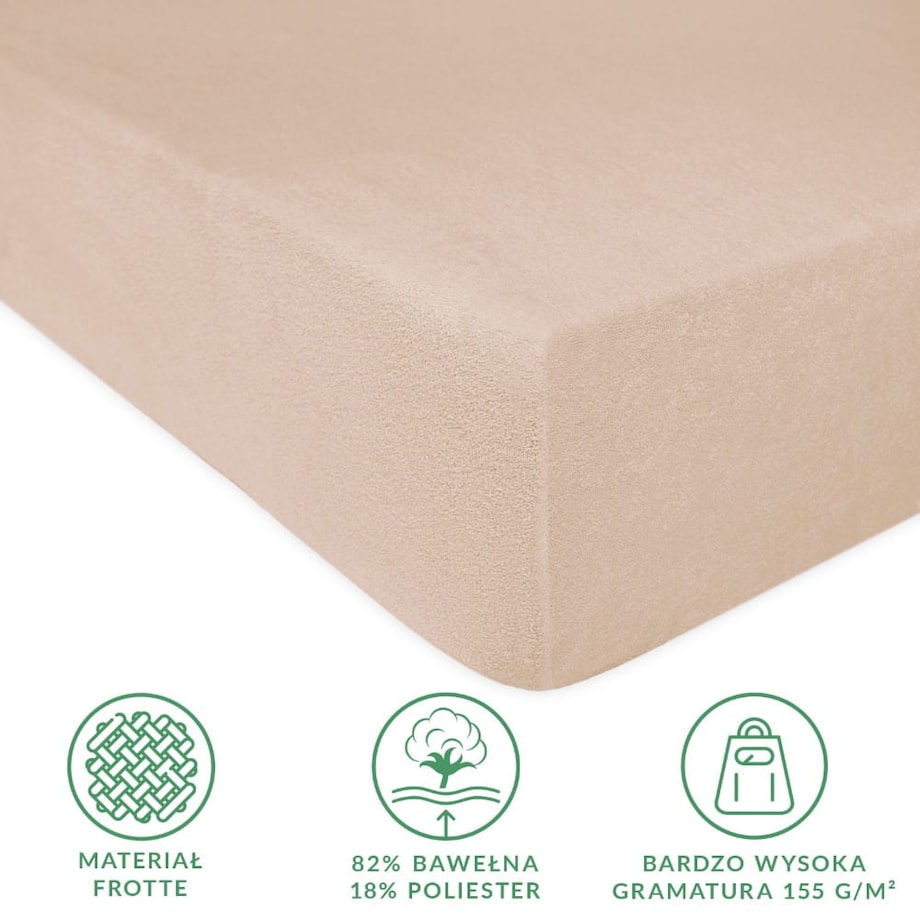 Prześcieradło z bawełny frotte z gumką 90x200 kolor beż