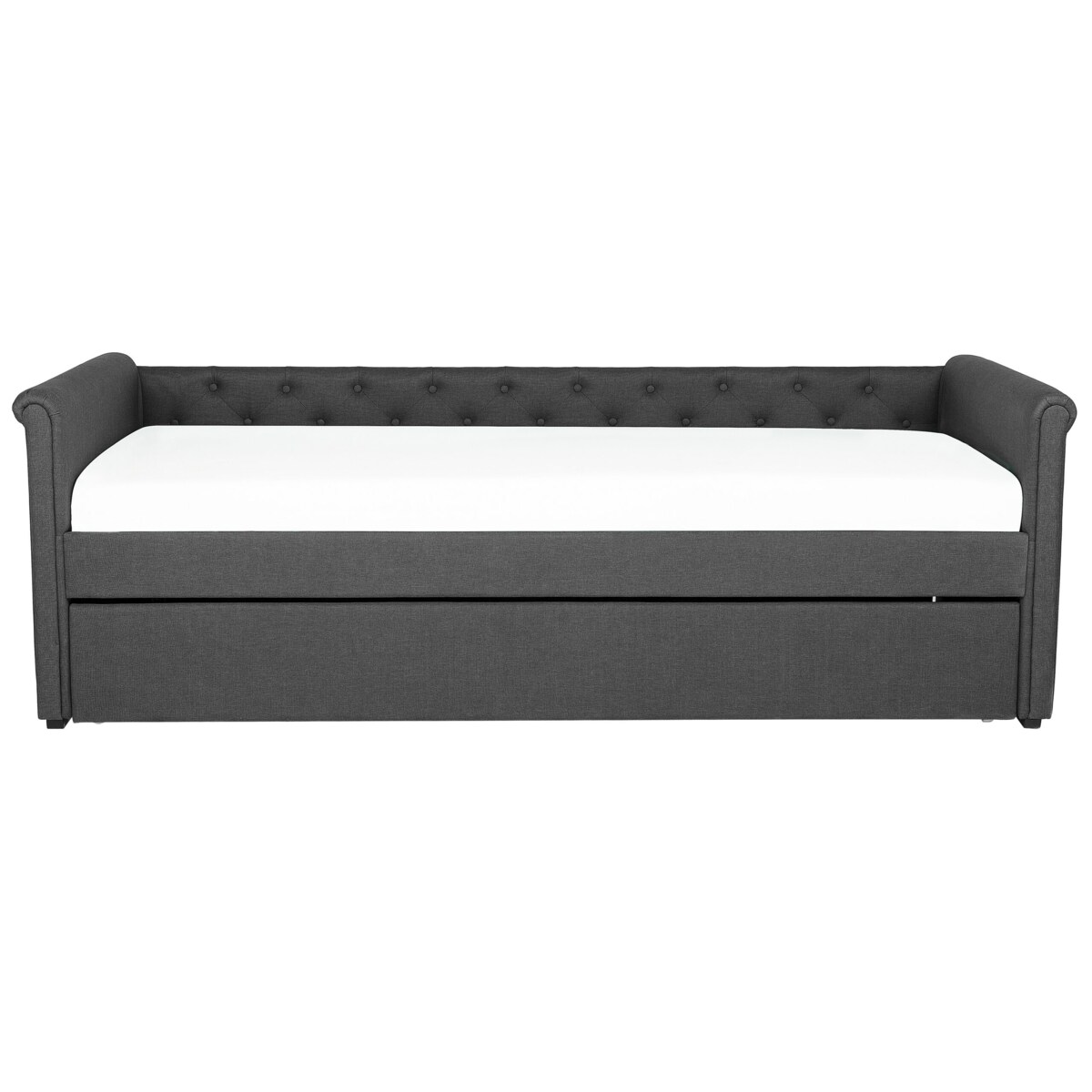 Łóżko wysuwane tapicerowane 90 x 200 cm ciemnoszare LIBOURNE