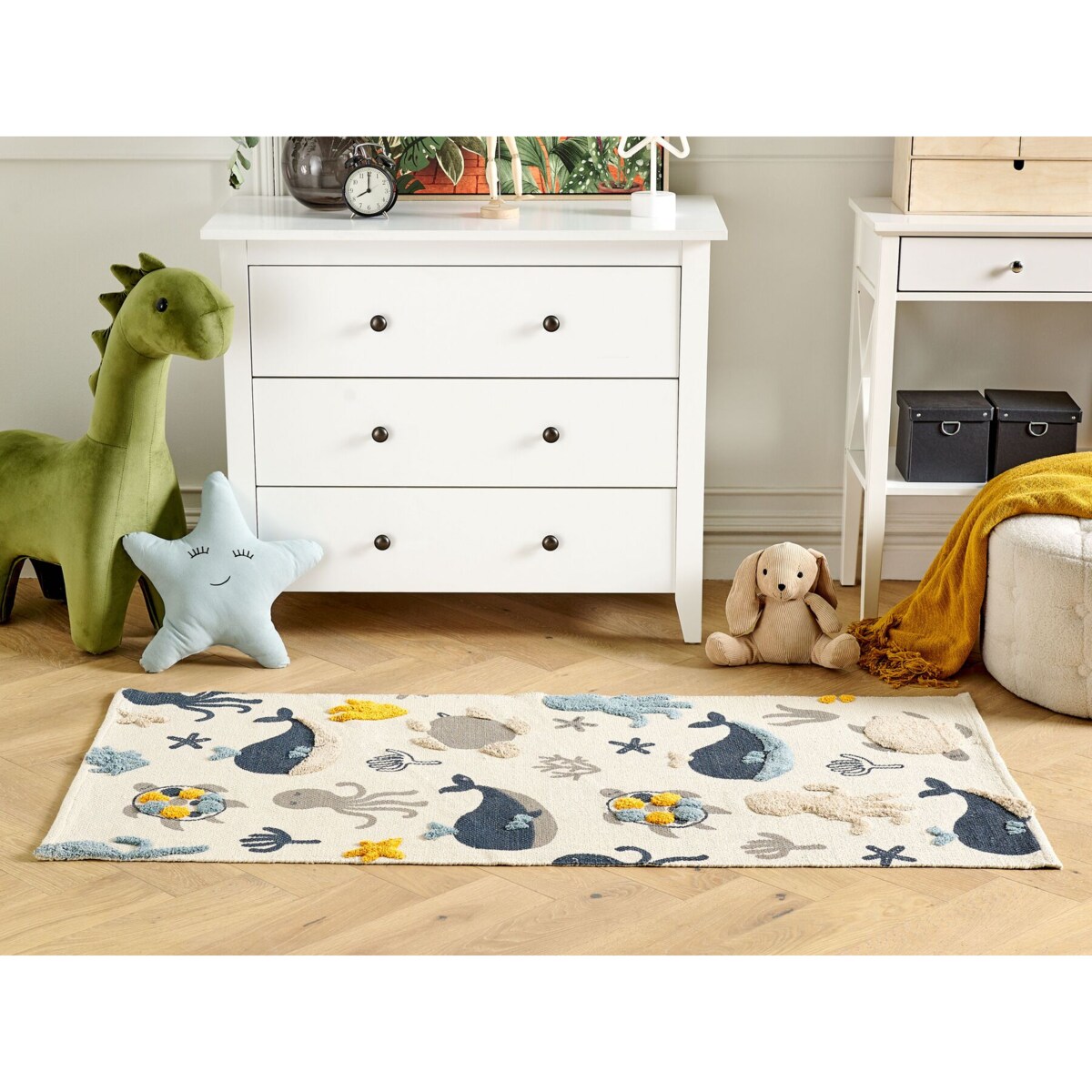 Dywan dziecięcy bawełniany w zwierzęcy wzór 80 x 150 cm wielokolorowy PORSEA