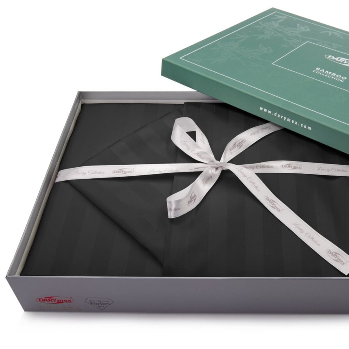 Pościel bambusowa satyna bawełniana 220x200 Bamboo paski, czarna