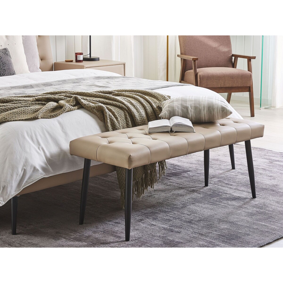 Ławka do sypialni beżowa ESSONNE