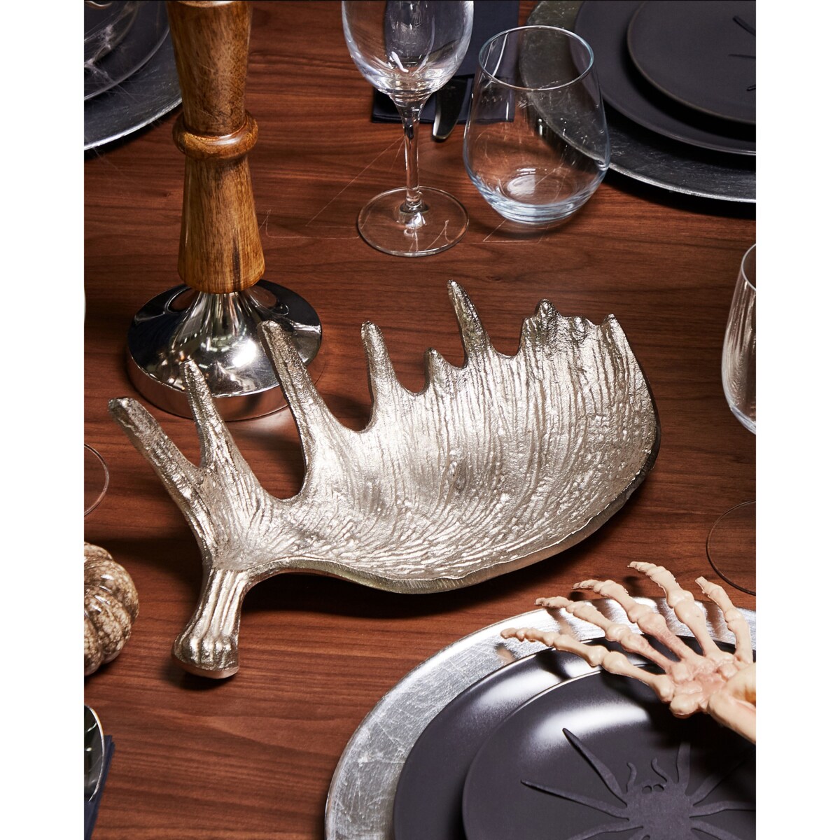 Patera dekoracyjna poroże srebrna CARTHAGE