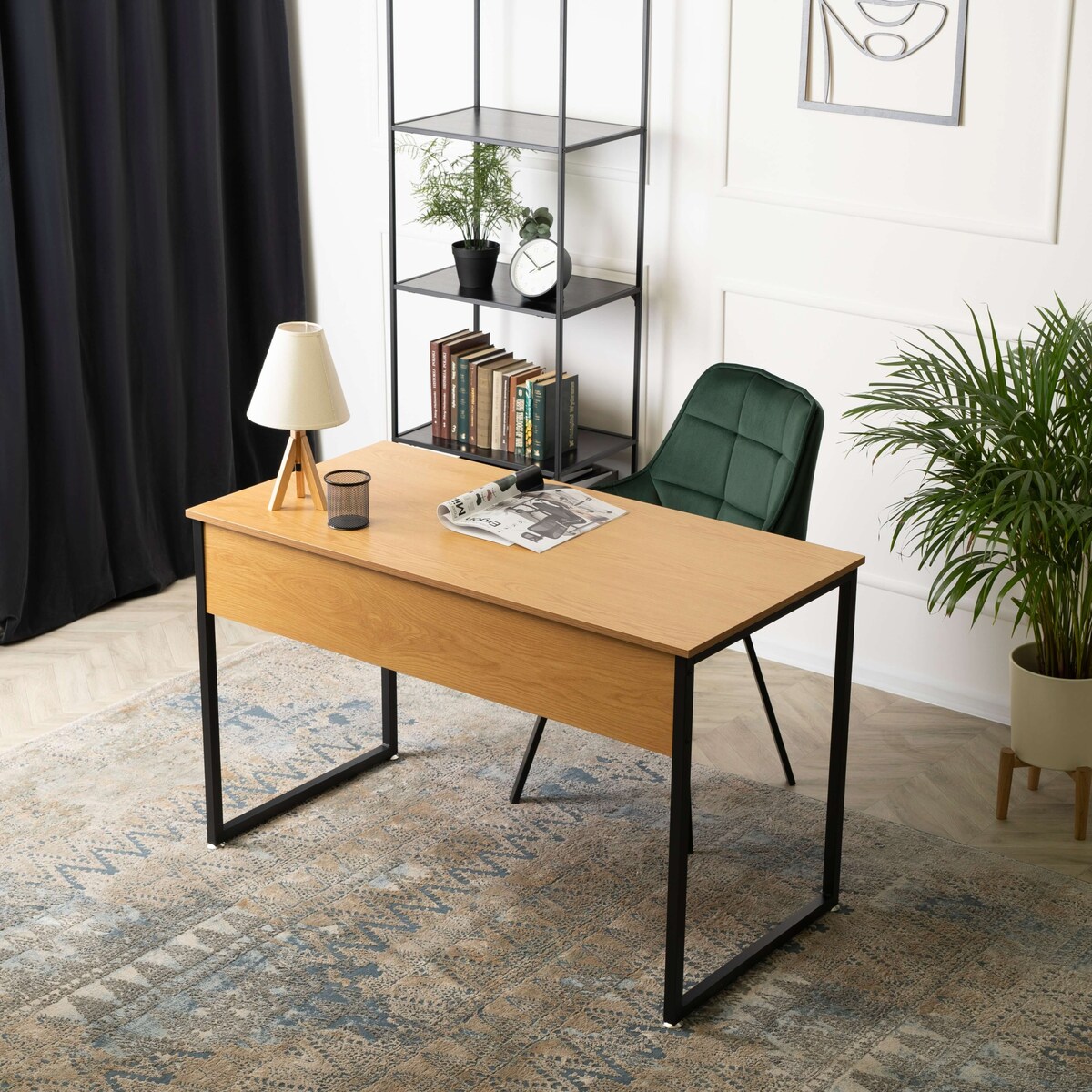 Biurko 120 Industrialne Biurowe Gabinetowe Proste Dąb Złoty ROSS