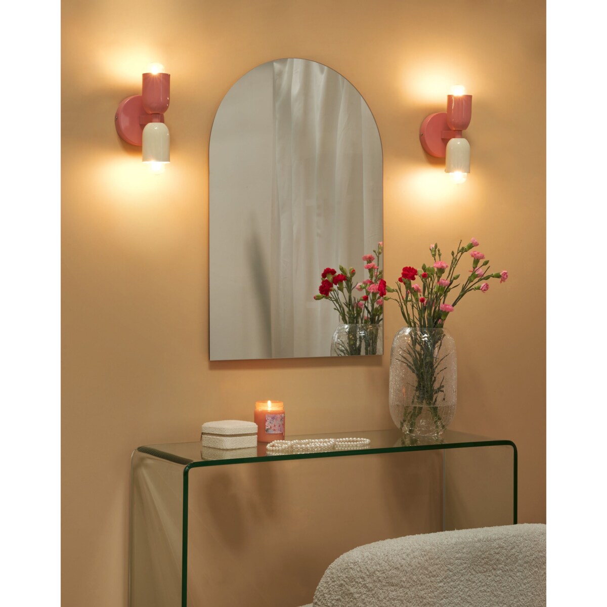 Zestaw 2 lamp ściennych TOPI Pastelowy róż Metal