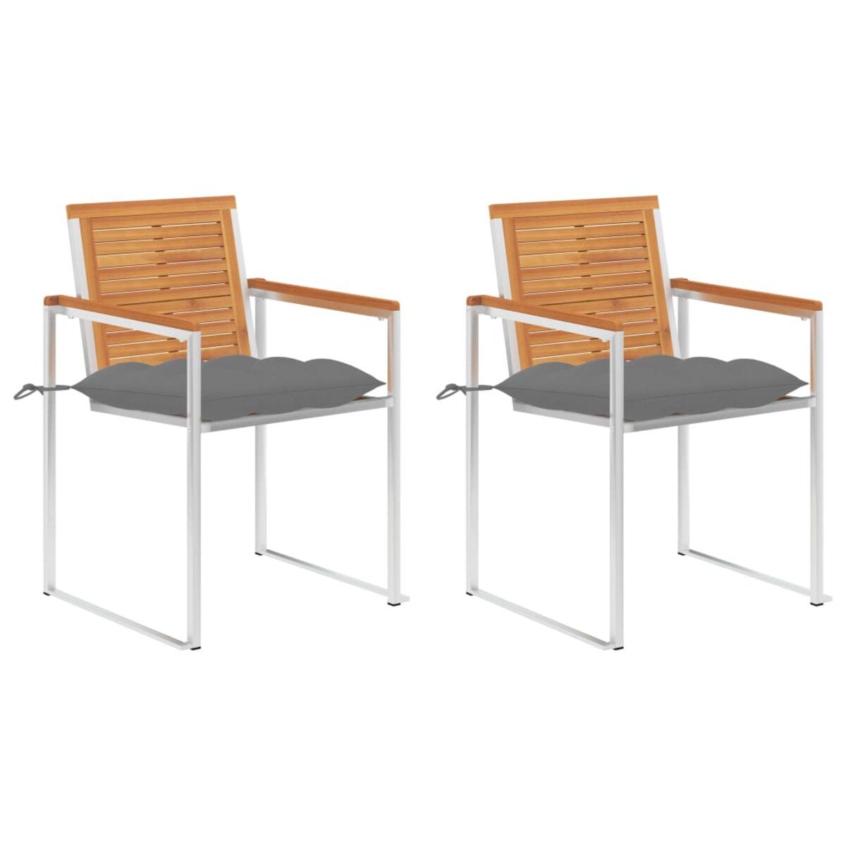 vidaXL Krzesła ogrodowe z poduszkami, 2 szt., drewno akacjowe i stal