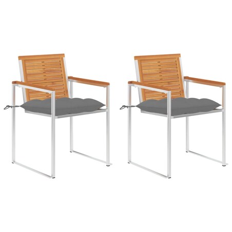 vidaXL Krzesła ogrodowe z poduszkami, 2 szt., drewno akacjowe i stal