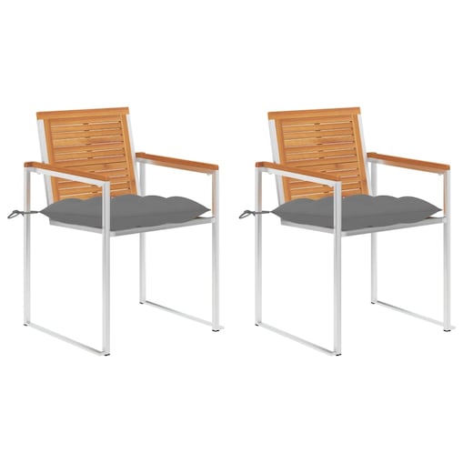 vidaXL Krzesła ogrodowe z poduszkami, 2 szt., drewno akacjowe i stal