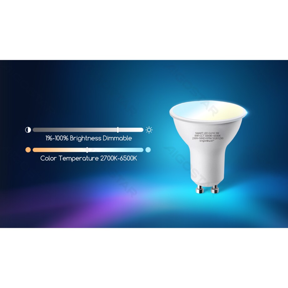 inteligentna żarówka led wb gu10 wi-fi 4,9w