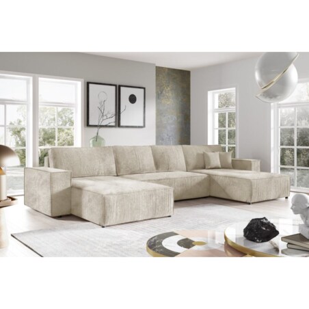 Narożnik MILLE U z funkcją spania, sztruks, Kolor: POSO 55