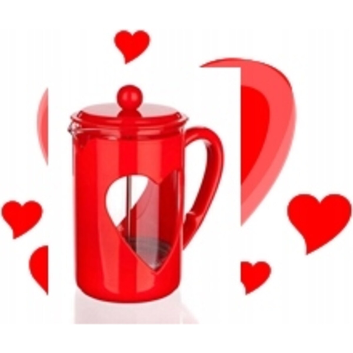 DZBANEK z ZAPARZACZEM do herbaty ziół CZERWONY SERCE święta walentynki 0,8L