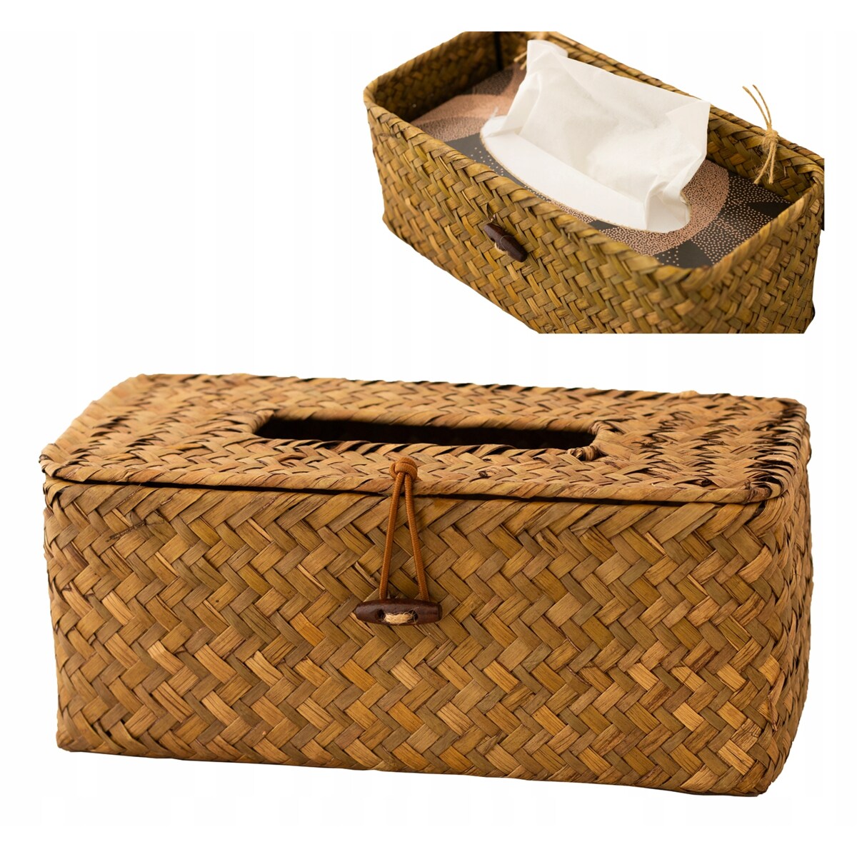 CHUSTECZNIK PUDEŁKO NA CHUSTECZKI BOHO naturalne dekoracja prezent 26x12cm
