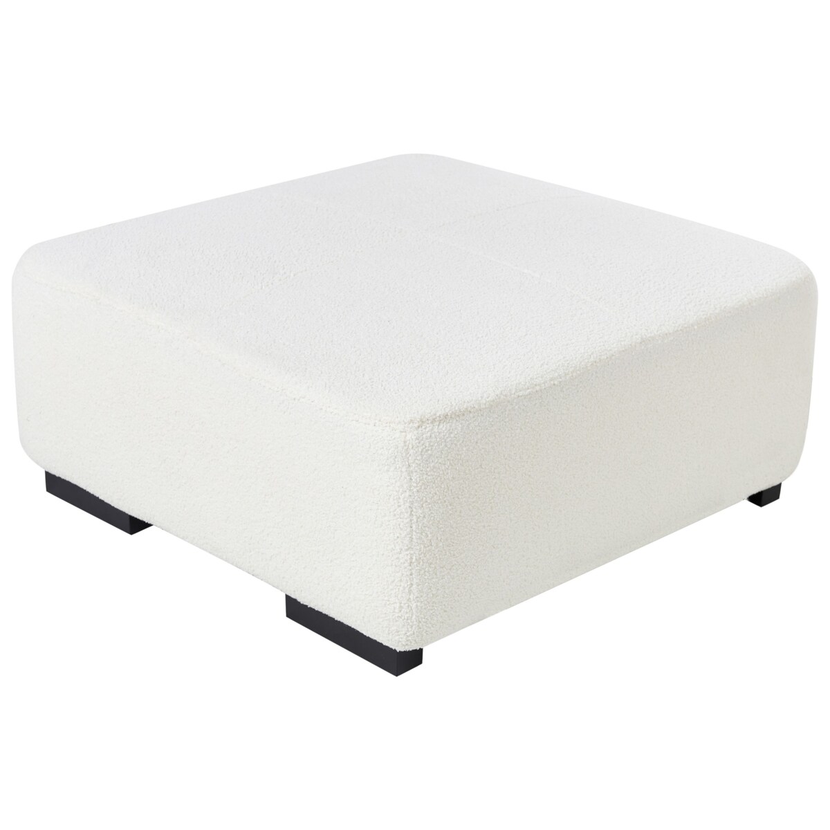 Sofa narożna z otomaną LUNGO Boucle Biały dla 4 osób Lewostronny