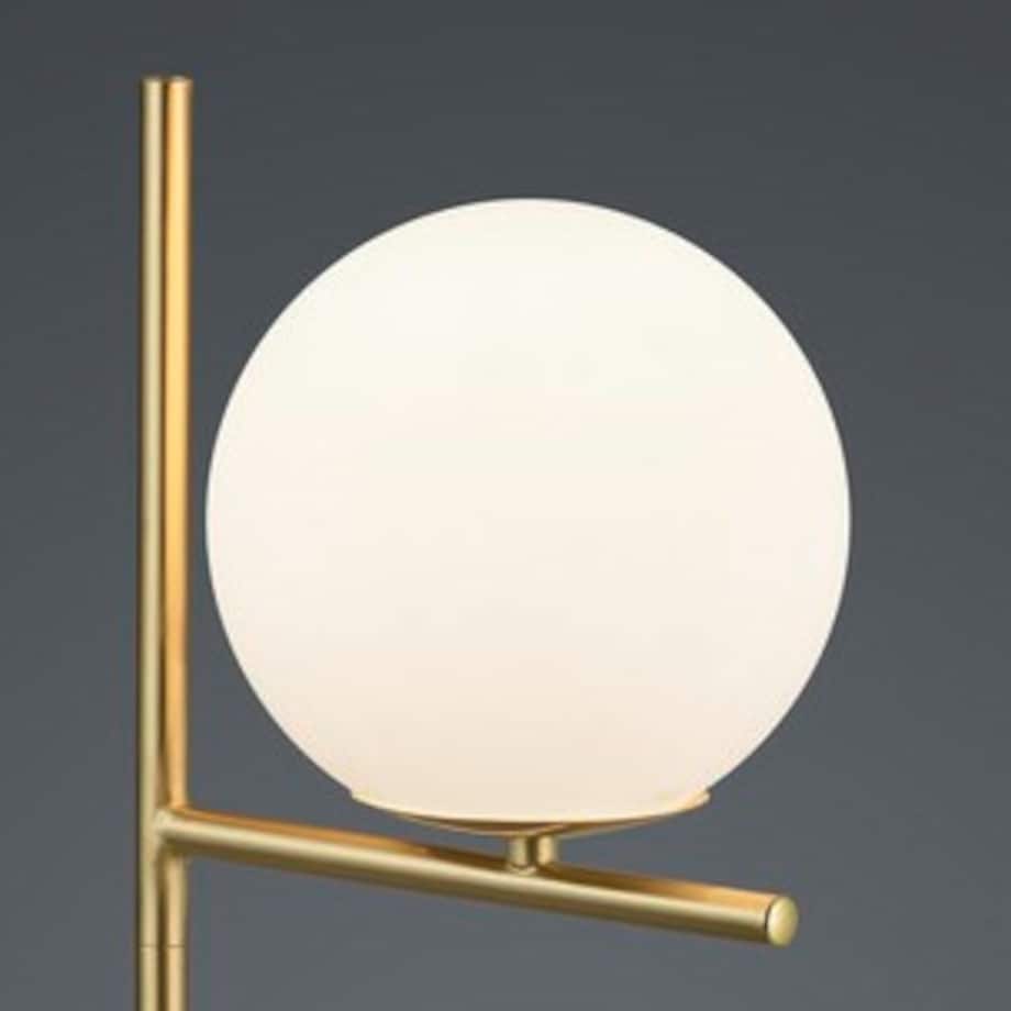 Stojąca LAMPA stołowa PURE 502000108 Trio modernistyczna LAMPKA szklana kula mosiądz biała