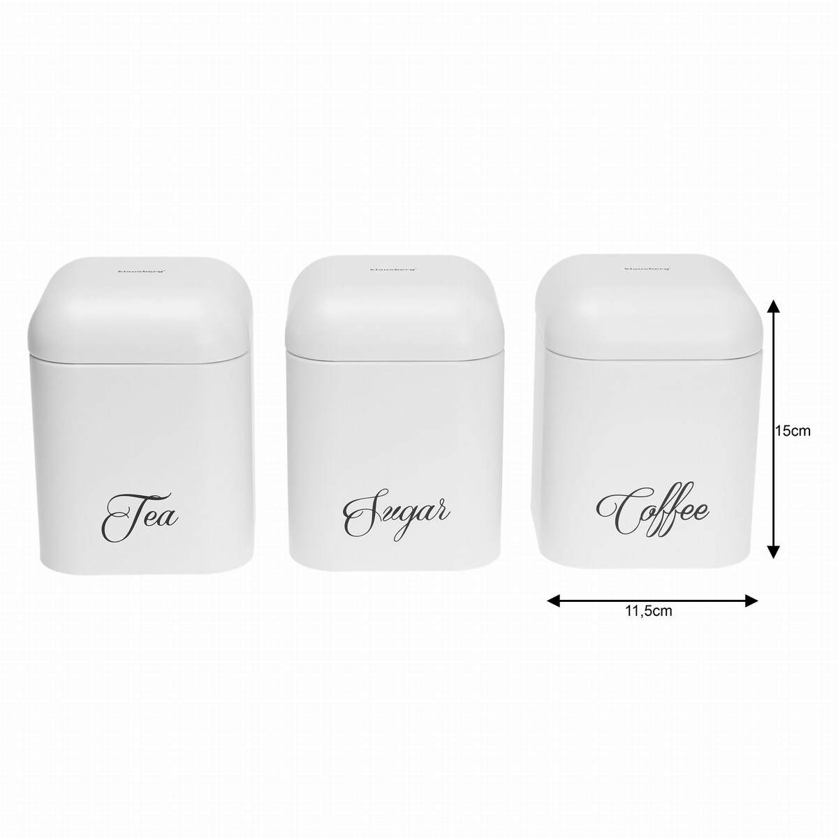 Zestaw metalowych pojemników kuchennych herbata kawa cukier biały KLAUSBERG