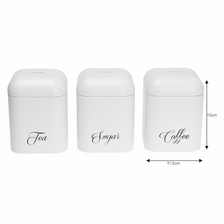 Zestaw metalowych pojemników kuchennych herbata kawa cukier biały KLAUSBERG