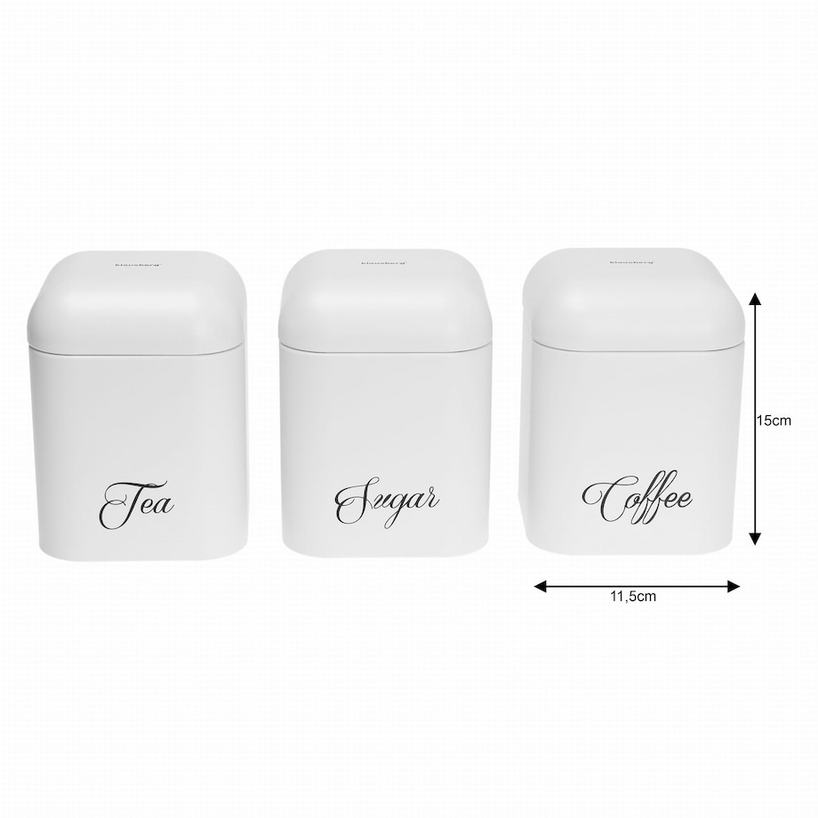 Zestaw metalowych pojemników kuchennych herbata kawa cukier biały KLAUSBERG