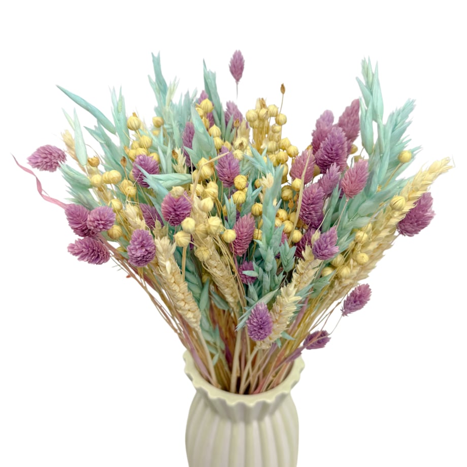 Bukiet suszonych kwiatów Mint&Violet - pszenica, len , phalaris