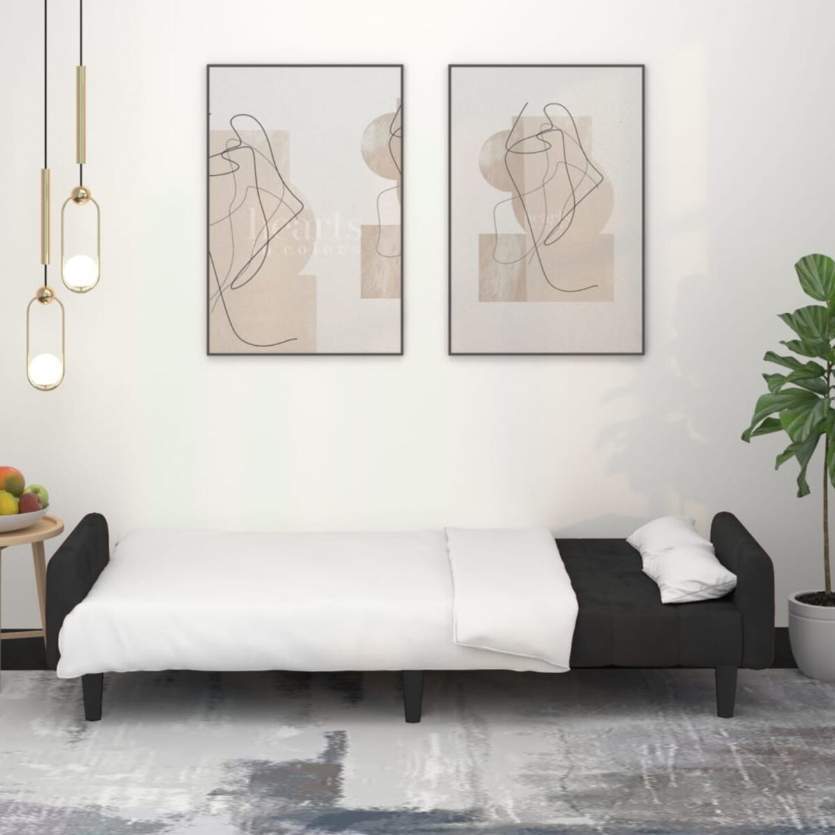 vidaXL 2-osobowa kanapa, czarna, tapicerowana aksamitem